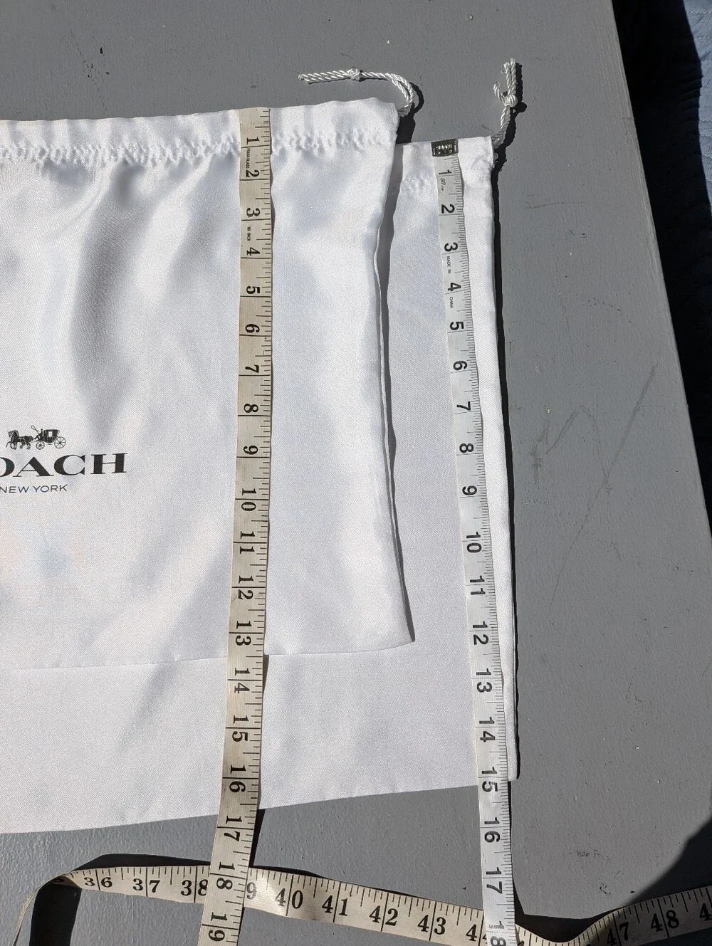 Coach White Satin Drawstring Dust Bags with Black Logo